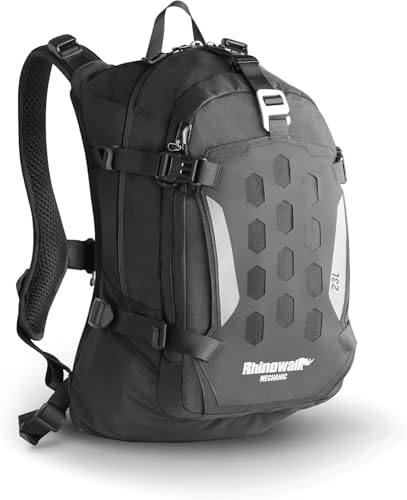 Rhinowalk Motorcycle Backpack Helmet Holder Hydration Bladder Compartment Magnetic Fastening Buckle MOLLE System Rain Cove...
