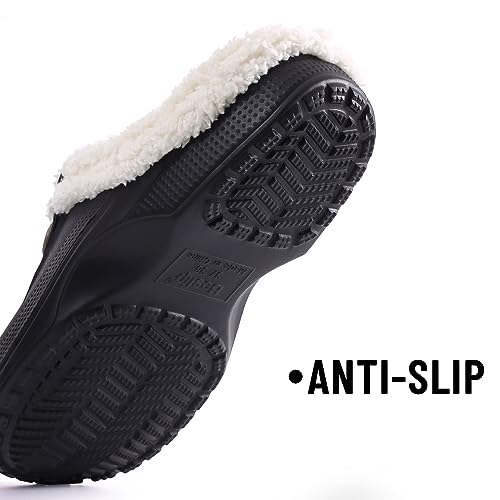 Beslip Classic Fur Lined Clogs Waterproof Winter Fuzzy Slippers for Women Men Indoor and Outdoor