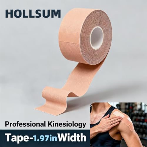 HOLLSUM Kinesiology Tape 5cm, Waterproof KT Pro Extreme Tape, Extra Sticky Muscle Support, Elastic Sports Tape for Athlete...
