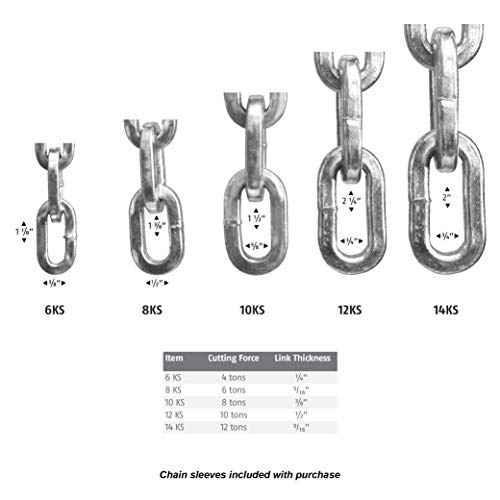 ABUS Hardened Steel 12KS 6 Foot x 1/2" Thick Square Security Chain for Bikes, Containers, Trailers, ATV's, Motorcycles and Personal/Industrial Property