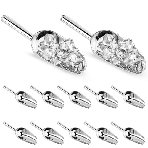 12 Pcs Premium Ice Scoop for Freezer, Multipurpose Metal Ice Scoop for Ice Machine - Stainless Steel Small Ice Scooper for...