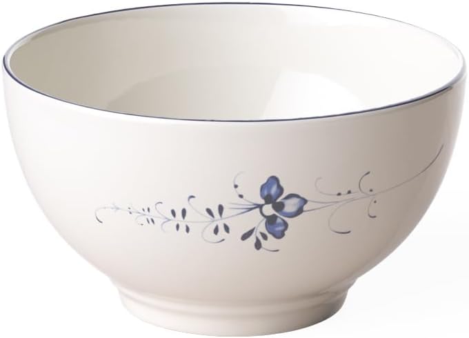 Villeroy & Boch Vieux Luxembourg Rice Bowl, 20 oz, Premium Porcelain, White/Blue