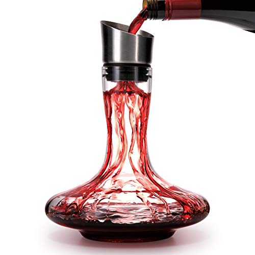 Wine Decanter Built-in Aerator Pourer, Wine Carafe, Red Wine Decanter,100% Lead-free Crystal Glass, Wine Hand-held Aerato...