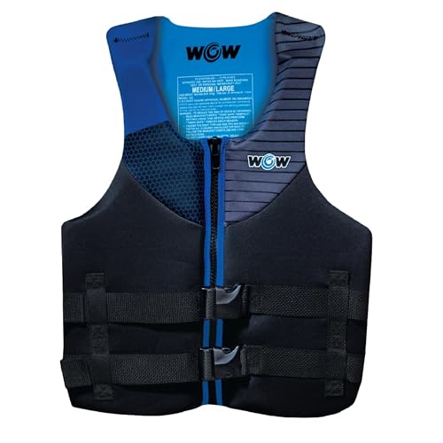 WOW Sports Life Jacket, US Coast Guard Approved Life Vest for Fishing, Kyaking, & Boating PFD, Blue - Small/Medium