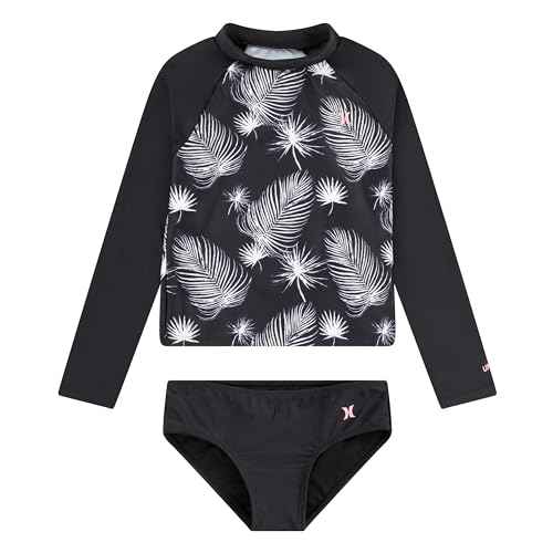 Hurley Girls Long Sleeve Rash Guard 2-Piece Swimsuit
