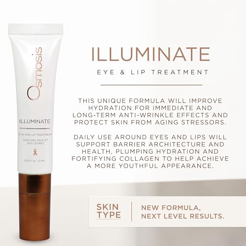 Osmosis ILLUMINATE Hydrating and Firming Eye & Lip Treatment with Niacinamide and Peptides for Aging, Dry, and Tired Skin, 0.43 fl oz
