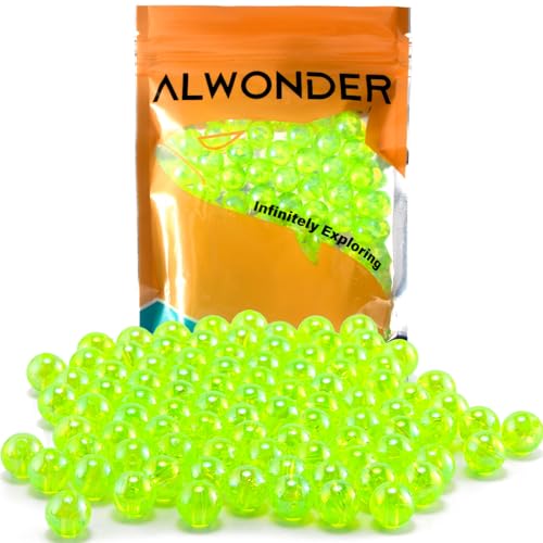 Alwonder 100-Pack Fishing Beads Holographic Beads for Fishing Rigs Lures Salmon Trout Steelhead Fish Bead Saltwater Freshw...