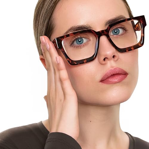 livho Oversized Blue Light Blocking Glasses for Woman and Men - Rectangle Fashion Glasses for Computer, Chic Preppy Frame