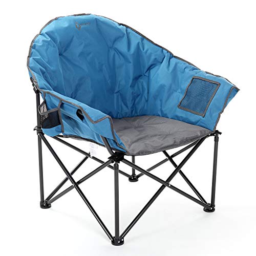 ARROWHEAD OUTDOOR Oversized Heavy-Duty Club Folding Camping Chair with Pocket, Cup Holder, Portable, Padded, Moon, Round, ...