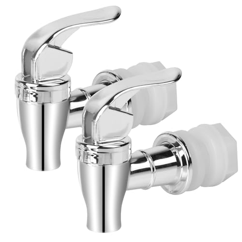 2 Pack Beverage Dispenser Spigot Replacement - Food Grade Stainless Steel Drink Dispenser Spout with Easy-Turn Handle, Uni...