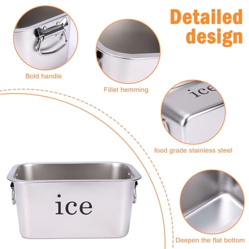 12L Ice Bucket for Freezer,Stainless Steel Ice Cube Bin with Handle,Large Capacity Ice Container Champagne Bucket Carry Dr...