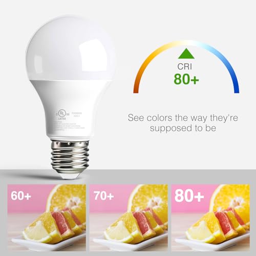 dalattin 24 Pack LED Bulbs Daylight White 5000K, 60 Watt Equivalent A19 Standard Bulbs, E26 Base, 800 LM, Efficient 9W Ene...