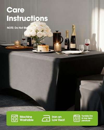 Pureegg Spandex Tablecloth 6ft - 2 Pack, Fitted and Tight Cloth for Rectangle Table, Wrinkle-Free and Stretch Table Cover ...