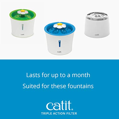 Catit Triple Action Replacement Original Water Fountain Filters, 5 Pack – Official Replacement Filters for Catit Cat Drink...