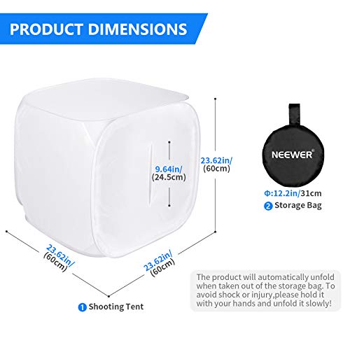 Neewer® 24x24 inch/60x60 cm Photo Studio Shooting Tent Light Cube Diffusion Soft Box Kit with 4 Colors Backdrops (Red Dark...