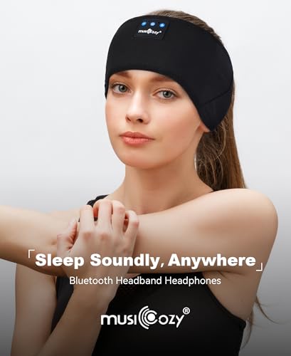 MUSICOZY Sleep Headphones Bluetooth 5.4 Headband, Sports Wireless Earphones Sweat Resistant Earbuds Sleeping Headphone wit...