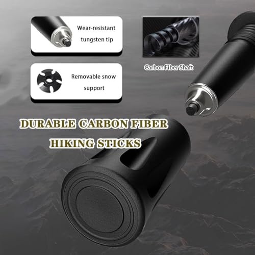 Carbon Fiber Trekking Poles, Ultralight Backpacking Gear, Adjustment Collapsible Hiking Sticks, Lever Locks and Terrain Ac...