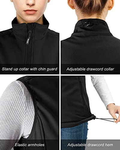 Outdoor Ventures Women's Lightweight Softshell Vest Windproof Fleece Lined Zip Up Sleeveless Jacket for Running Hiking Golf
