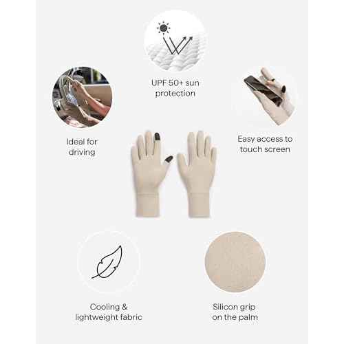 Solbari Women¡¯s Driving Gloves UPF 50+ Sun Protection, UV Shield for Hands & Touchscreen-Compatible for Commutes & Traveling