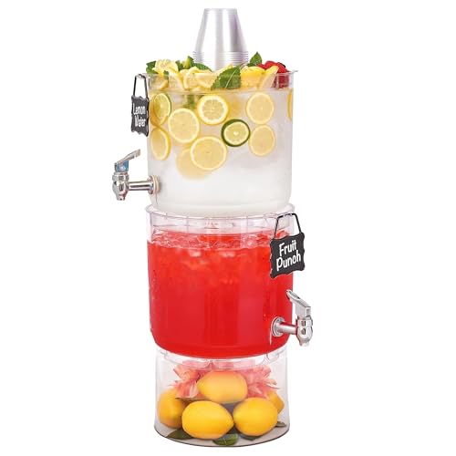 Buddeez Beverage Dispenser With Stand 2 Gallon Tritan Clear Large Plastic Drink Dispensers for Parties Top Lid For Cups & ...