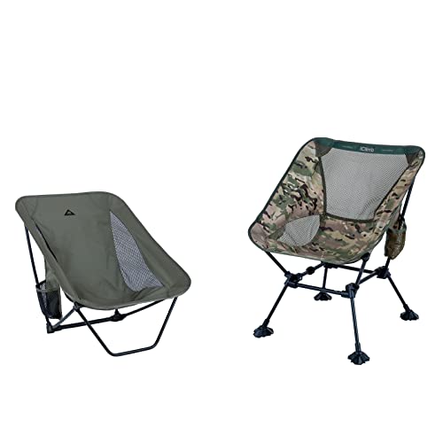 iClimb 1 Ultralight Compact Low Folding Chair and 1 Anti-Sinking Large Feet Chair Bundle, for Adults Outdoor Backpacking H...