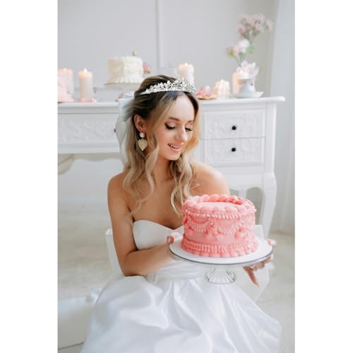 Amariver Silver Wedding Crown Crystal Small Tiara for Women Queen Crowns Princess Headband Rhinestones Tiaras for Bride Sp...