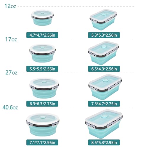 Ainmvnos 8 Collapsible Food Storage Containers, Silicone Collapsible Food Storage Containers, Collapsible Food Storage Sil...