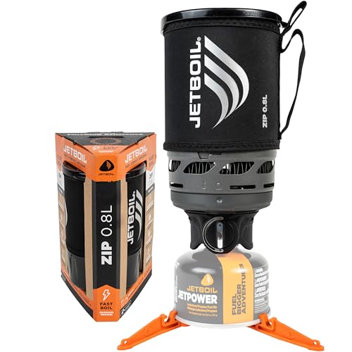 Jetboil Zip 0.8L Portable Fast Boil Stove with Easy-Turn Knob Igniter for Backpacking and Camping, New for 2025, Propane/I...