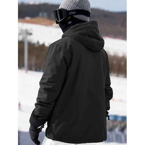 FREE SOLDIER Men's Waterproof Ski Snow Jacket Fleece Lined Warm Winter Rain Jacket with Hood Fully Taped Seams