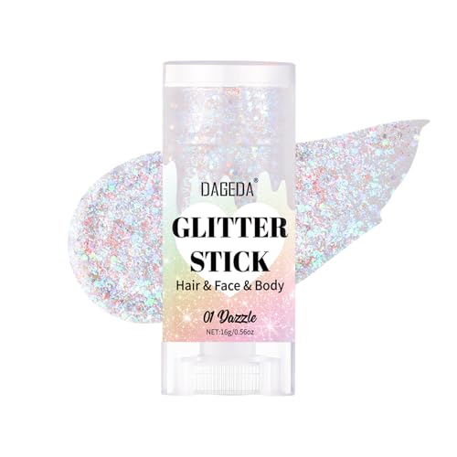 DAGEDA Dazzle Body Glitter Stick,Sparkly Face Glitter Makeup,Holographic Hair Glitters Mermaid Makeup Rave Outfits for Wom...
