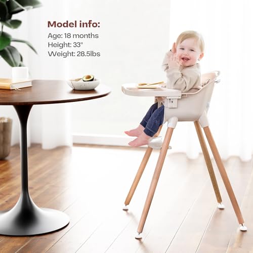 Fodoss 3-in-1 Wooden High Chair for Babies and Toddlers,Convertible Easy Clean Infant Highchair,Modern Design Silla para C...