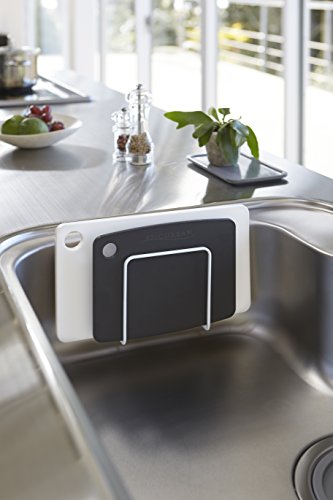 Yamazaki 3499 Suction Cutting Board Stand, White, Approx. 4.7 x 2.4 x 4.7 inches (12 x 6 x 12 cm), Plate, Cutting Board Stand
