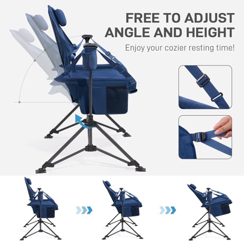 EVER ADVANCED Padded Hammock Camping Chair, Oversized Heavy Duty Swing Chair with Detachable Cup Holder, Portable Folding ...