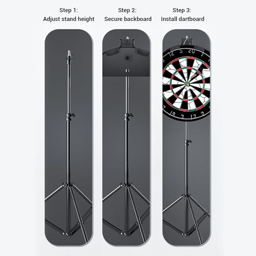 Dartboard Stand, Folding Stainless Steel Dartboard Holder with Freestanding Tripod, Heavy Duty Portable Travel Tripod Boar...