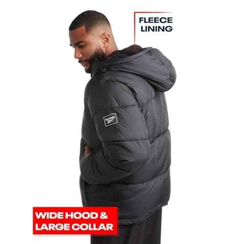 Reebok Mens Winter Jacket - Warm Heavyweight Mens Winter Coat - Wind Water Resistant Insulated Quilted Puffer Jackets for Men