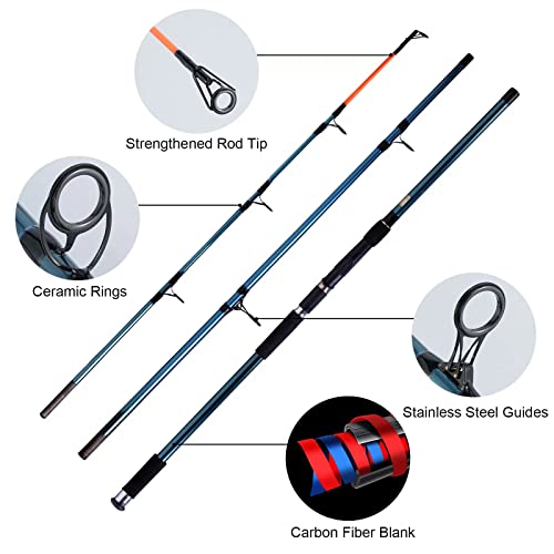 Dr.Fish Surf Fishing Rod and Reel Combos Saltwater Fishing Gear Set 12ft Surf Rod 10000 Reel Offshore Inshore Casting Pole...