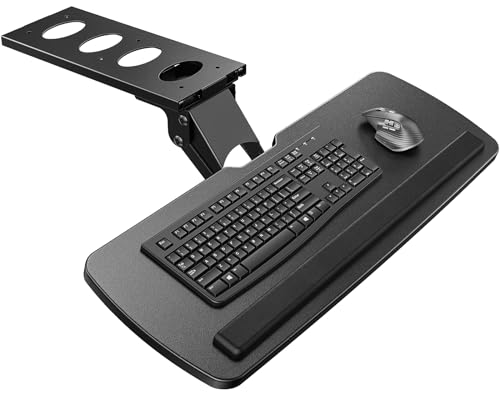 HUANUO Keyboard Tray Under Desk, 360 Adjustable Ergonomic Sliding Keyboard & Mouse Tray, Under Desk Keyboard Tray Slide Ou...