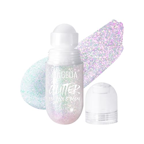 DAGEDA Body Glitter Gel, Roll-on Face Glitter for Mermaid Makeup Festival Rave Accessories, Holographic Hair Glitter Gel,B...