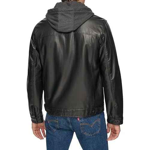Levi's Men's Faux Leather Hooded Trucker Jacket With Sherpa Lining (Regular & Big & Tall Sizes)