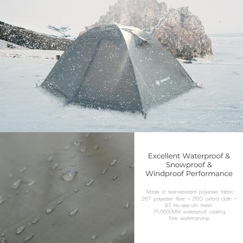 1/2 Person Backpacking Tent for 4 Season, Winter Ultralight Extreme Cold Weather Tents for Camping Easy Setup Waterproof D...