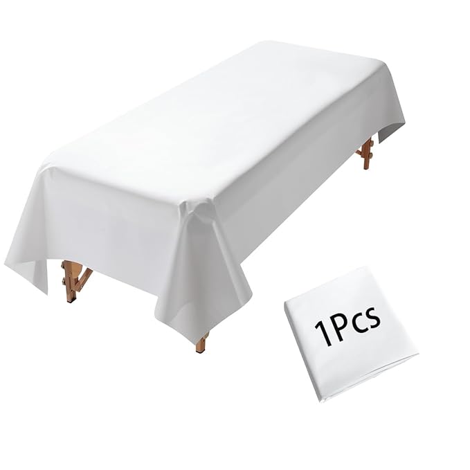Massage Table Sheet, 87 x 51" PVC Reusable Wax Mat Pad Waterproof Massage Bed Cover Sheet (1Pcs White)