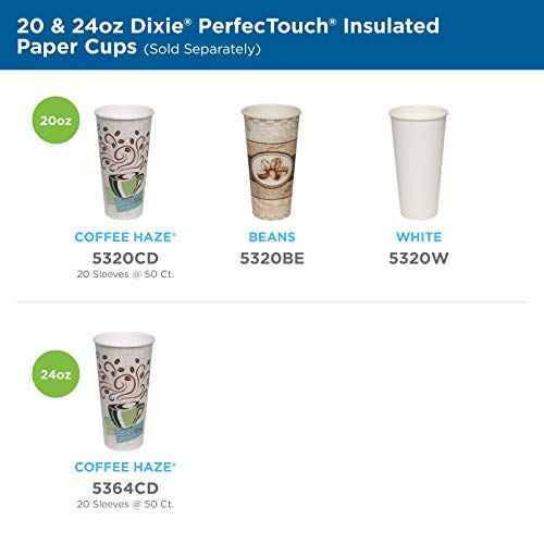 Dixie PerfecTouch 20 oz Paper Coffee Cups By GP PRO, Coffee Haze Design, 500 Count (25 Disposable Cups Per Sleeve, 20 Sleeves Per Case), 5320CD