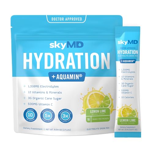 skyMD Daily Hydration | Electrolytes Powder Packets | Low Sugar, 10 Calories | 12 Vitamins & Minerals, Sodium | Drink Mix ...