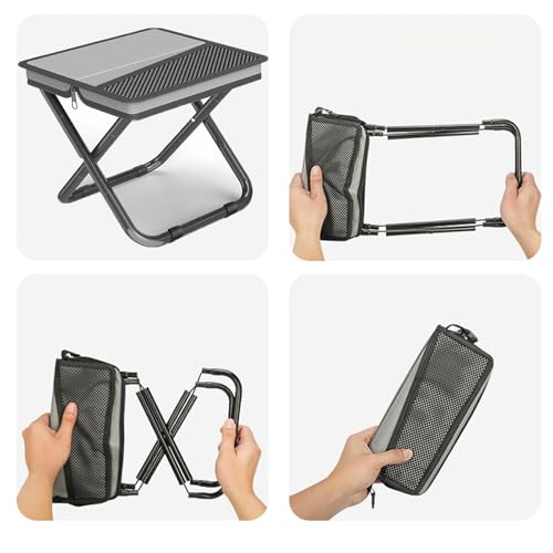 2-in-1 Collapsible Camping Stool & Sling Bag / 220LB Load Capacity Folding Portable Fishing Stool/Collapsible Stool for Ca...