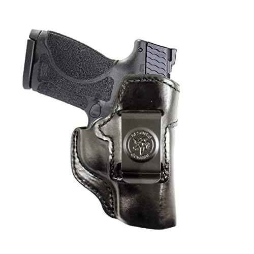 DeSantis Inside Heat IWB Holster - Concealed Carry Leather Gun Holster, Fits the S&W M&P Compact .22, M&P 380 Shield EZ, M&P 9 Shield EZ Incl. Performance Center & M2.0 models - Right Hand Draw, Black