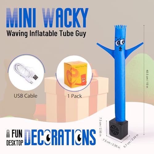 Mealivos Mini Wacky Waving Inflatable Tube Guy with Blower - Funny Desktop Decoration Mini Inflatable Tube Man White Eleph...