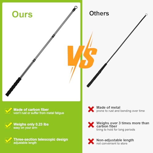 Msnaile Carbon Fiber Flirt Pole for Dogs, 0.23 Pounds Lightweight Dog Flirt Pole for Large Medium Small Dogs, Telescopic F...