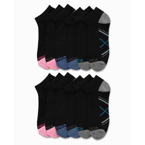 Nautica Womens No Show Socks - 12 Pack Cushioned Moisture Wicking Low Cut Womens Ankle Sock - Breathable Athletic Women Socks