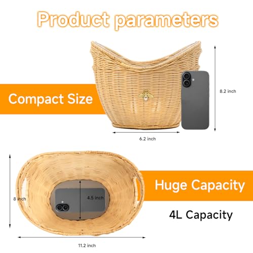 Lexenic Ice Bucket with Handle Hole, Woven and Acrylic Double Layer Basket Design, 4L Champagne Wine Ice Bucket for Cockta...
