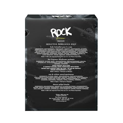 Vera Wang Rock Princess Eau de Toilette 4 Piece Gift Set, Notes of Waterlily, Tahitian Flower, and Vanilla, Women's Fragrance, Long Lasting, Everyday Fragrance